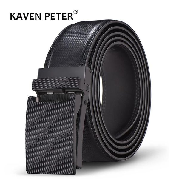

genuine leather belts for men black color metal automatic buckle strap male jeans for worker t200511