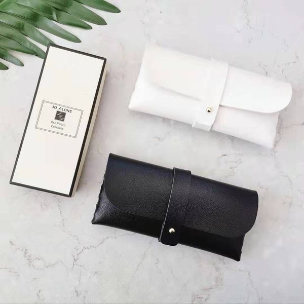 

42gt0 new button leather case case button glasses box exquisite small and easy to carry high-grade sun glasses packaging box for men and wom, Blue