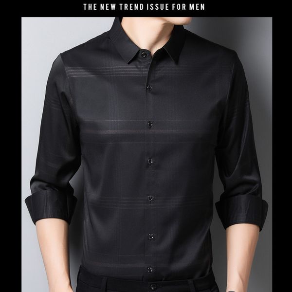 

brand autumn luxury printed long sleeve slim fit men's shirt streetwear social shirt western in remote areas, White;black