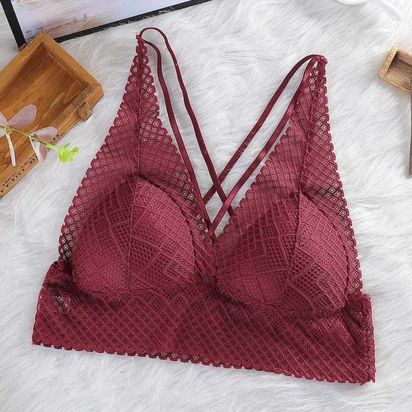 

camisoles & tanks women lace bra wrapped chest crossing comfortable skin-friendly bottoming bras without steel, Black;white