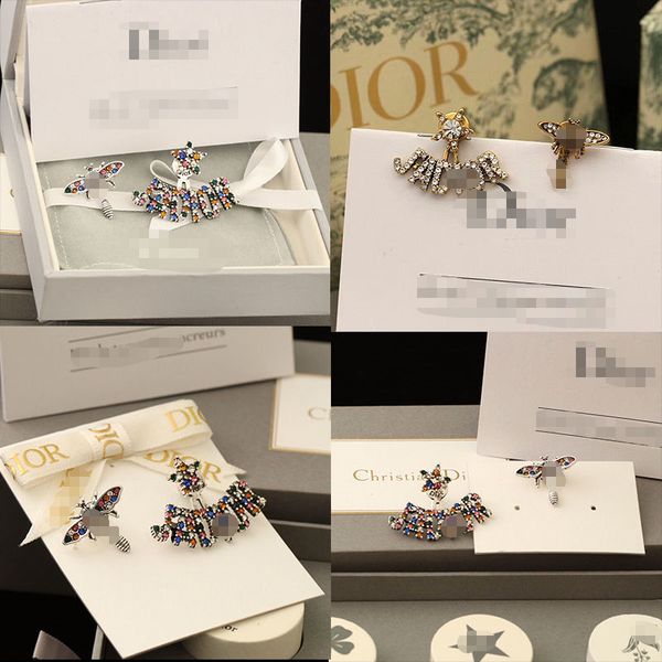 

earrings d band brass plated gold color sterling silver needle allergy proof letter earrings temperament female new luxury earrings 2072102b, Golden