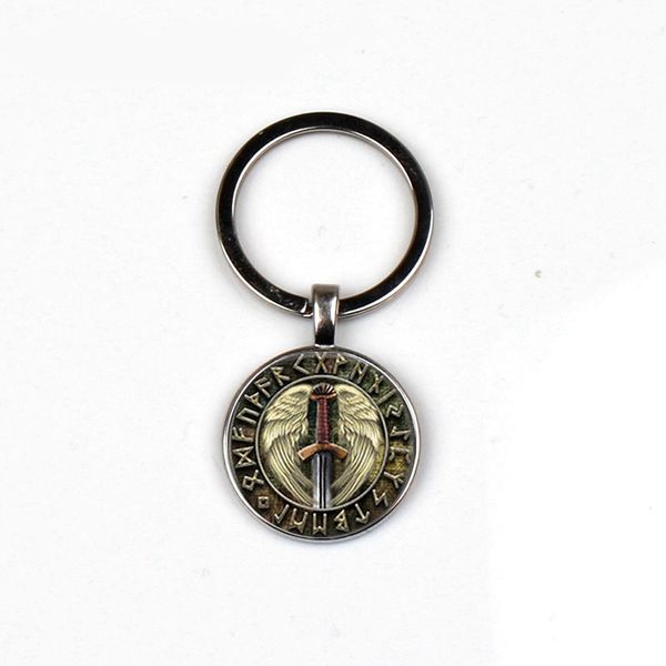 

2020vintage punk valkyrie viking keychain glass cabochon jewelry men women keyring bag car ring charm friend gifts for boyfriend, Silver