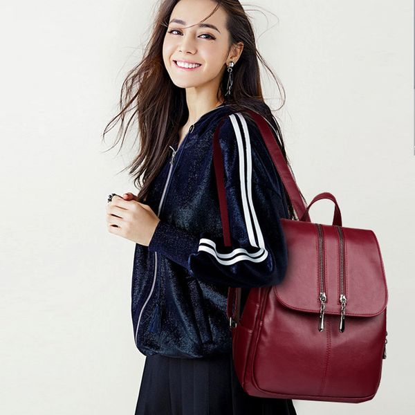 

female backpack travel backpack school bag pu leather women backpack multifunctional bag