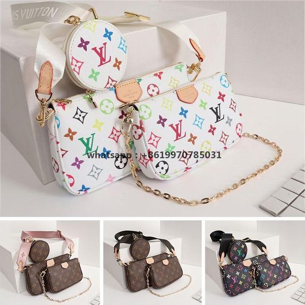 

wholesale fashion new mahjong bag three-in-one bag zero wallet one shoulder slanted female bag three-piece wallet multi-pochette accessoires