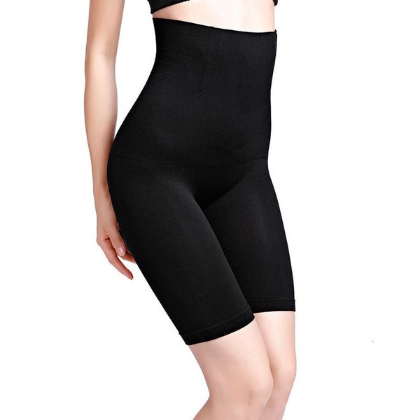

high women high waist shaping panties breathable body shaper slimming knee-length tummy panty shapers, Black