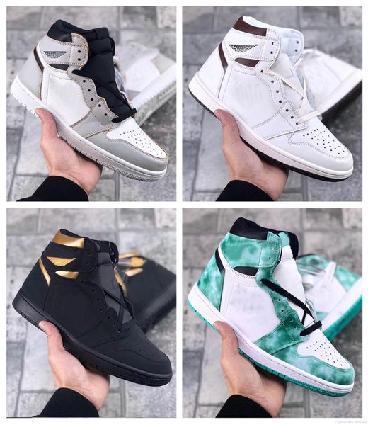 

2020 новый высочайшее качество 1s 1 high og black metallic gold баскетбольные ботинки мужские 1 tie-dye 1 мокко кроссовки тренеров с коробко, White;red