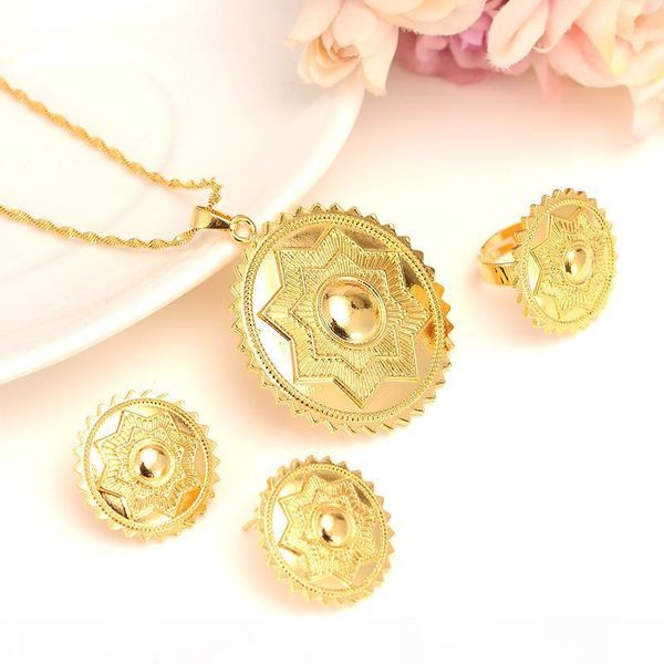 

d 22 k solid gold filled star polka dot jewelry set habesha eritrean women wedding fashion ring earrings pendant, Silver