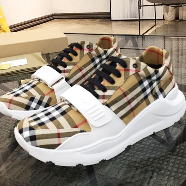 

vintage check cotton sneakers mens shoes comfortable outdoor walking shoes lace -up luxury low casual style men shoes with origin box