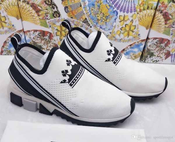 

2019 men women luxury fashion sock trainers mens designer shoes fabric stretch jersey slip-on sneaker lady rubber micro sole casual shoes, Black