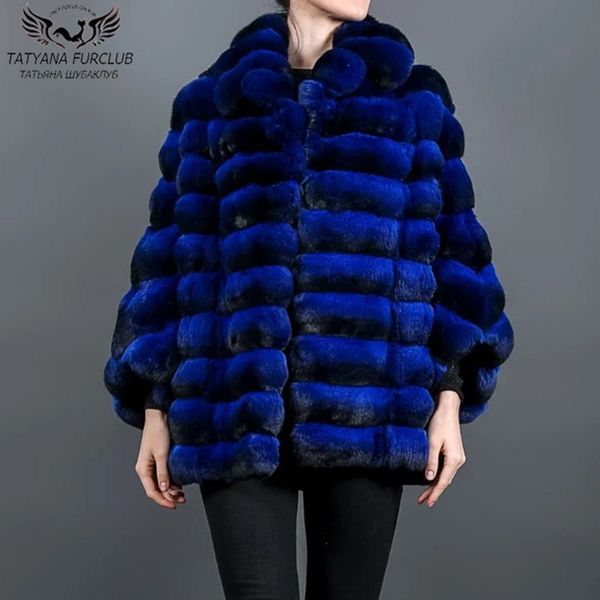 

2020 winter luxury fur coats for women genuine rex fur jacket whole skin natural real chinchilla color coat woman, Black
