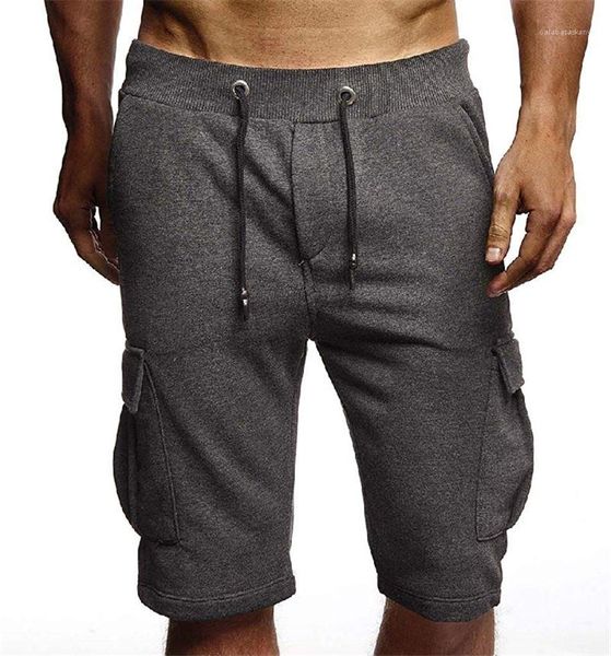 

color elastic waist shorts casual knee length pencil pants mens clothing summer mens shorts fashion natural, White;black