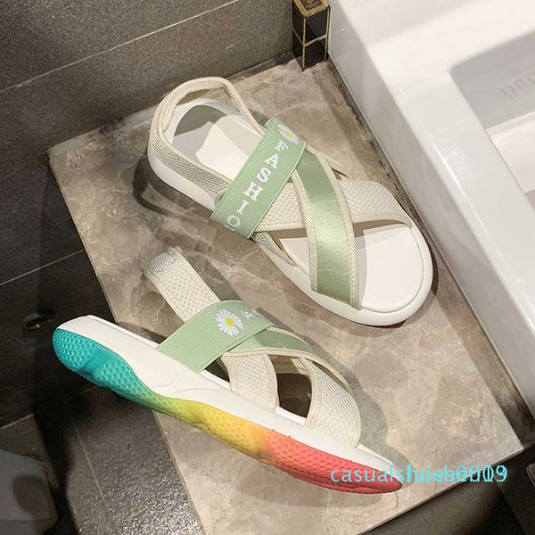 

summer women platform sandals chunky designers woman block heel shoes casual flower fashion beach open toe pink gladiator sandal c09 l13, Black