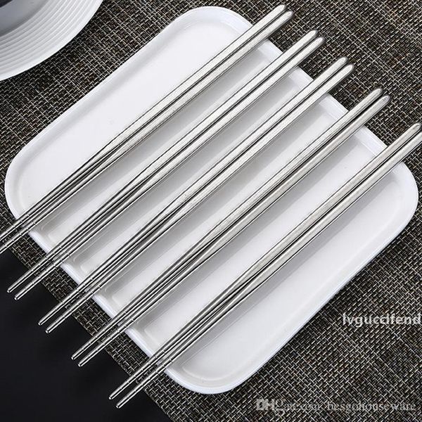 

stainless steel non-slip chopsticks glossy silver kitchen tableware chopsticks food grade 22.5cm stainless steel chopsticks bh0203
