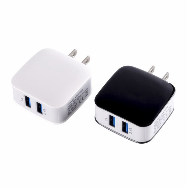 

wall charger dual usb ports eu & us 2.4a+1a ac home power adapter for iphone 6 7 8 x for samsung s8 note 8 android phone