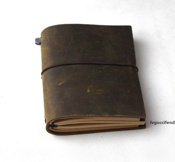 

wholesale- new junetree travelers journal refillable genuine leather notebook diy material kit style3, Purple;pink