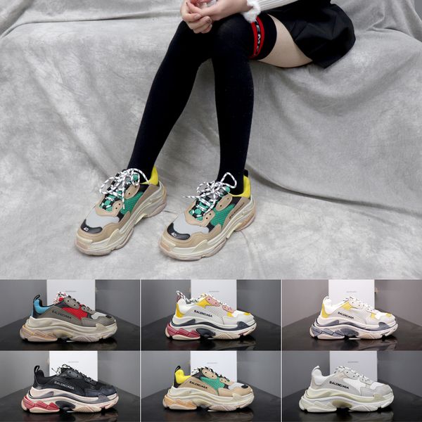 

triple s platform sneakers for men women chaussures paris 17fw triple black cream yellow red casual shoes party shoes 36-45