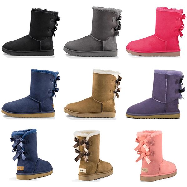 

newest australia women winter snow boots fashion classic ankle kneel shoes short bow fur bowtie boot booties Chestnut sneakers size 36-41