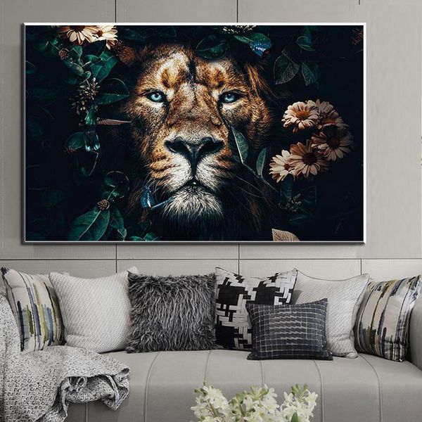 

animal art jungle tiger lions canvas paintings wall art posters and prints home wall pictures for living room home cuadros decor