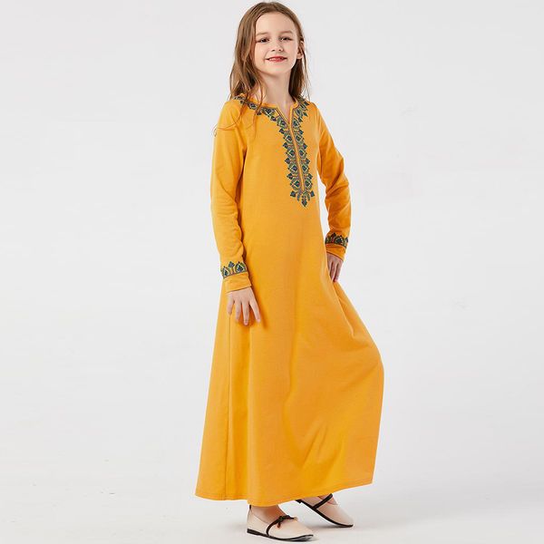 

girls muslim abaya for kids turkey children kaftan robe dubai hijab dress embroidery abayas caftan marocain islamic clothing