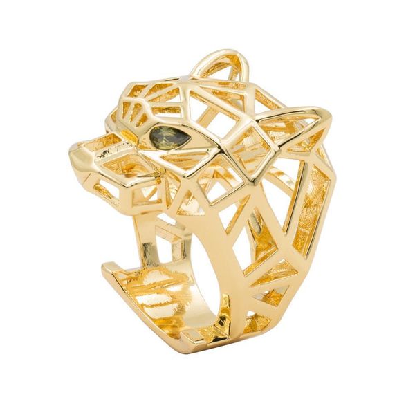 

green eyes leopard panther cocktail ring for men women crystals jewelry accessories ria003 j190716, Slivery;golden