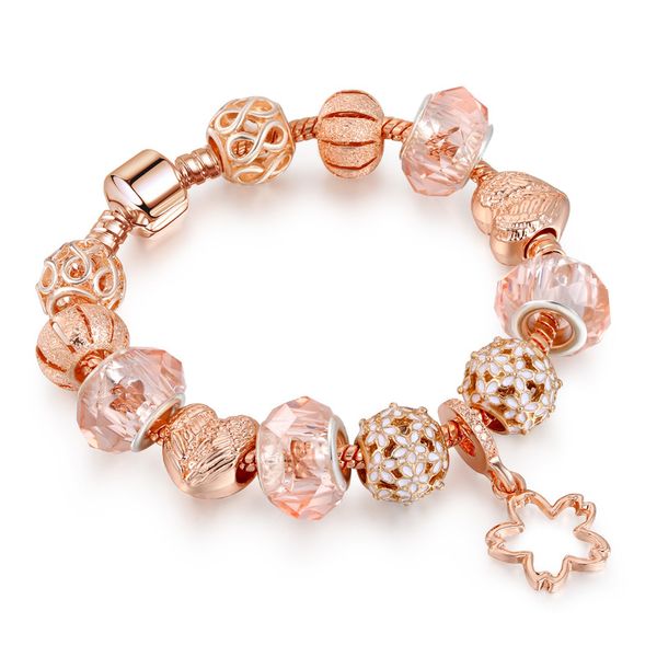 

fashion charm bracelets women rose gold exquisite beads bangle jewelry girls children gift, Golden;silver