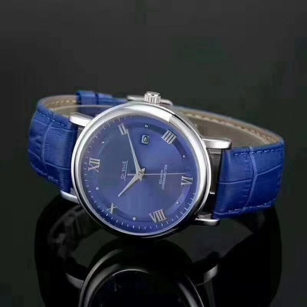 

2020 new three needle series luxury mens watches roman numeral dial quartz watch designer watches omg brand fashion black leather strap, Slivery;brown