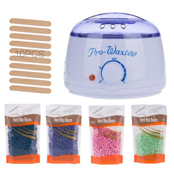 

hair removal electric 500ml wax-melt wax machine heater 100g wax beans 10pcs stickers hair removal sets waxing kit cera depilatori