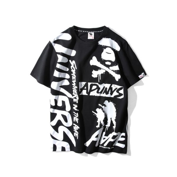 

men's hair stylist summer new short-sleeved european and american popular printed t-shirts for men and women couples t-shi, White;black