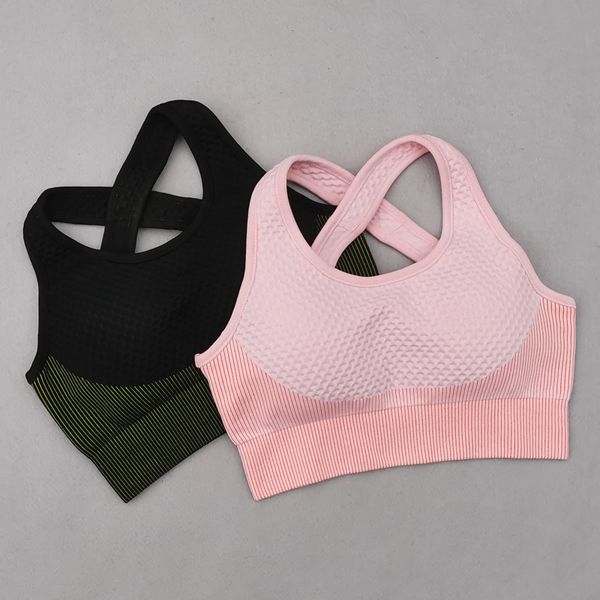 

gym clothing 2021 seamless yoga bra cross back sports high impact sport fitness shockproof running bras female, White;black