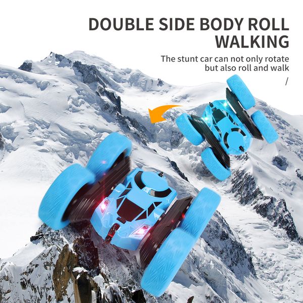 

2.4g remote control wireless 4wd drive double sided stunt car cool lights children boy off road rc car toys 02