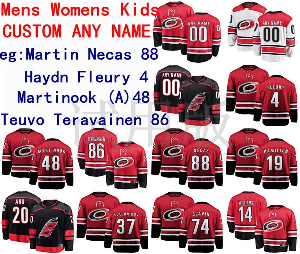 

carolina hurricanes jersey teuvo teravainen jersey martinook martin necas haydn fleury men red white hockey jerseys custom stitched, Black;red