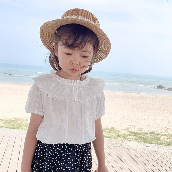 

jhf3n girls' tong chen shan tong chen shan children's doll clothing 2020 children's short-sleeved girls' sweet lace coll, White;black