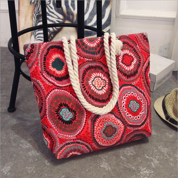 

fashion beach feminina folding ladies canvas big plain printing casual flower size handbag graffiti shoulder bag tote women bolsa bevib, Red;black