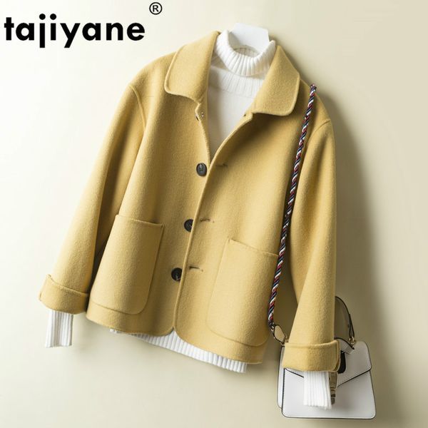 

korean casual 100% wool coat elegant spring autumn women clothes 2020 female woolen coats outerwear abrigo mujer 1840 zt2473, Black