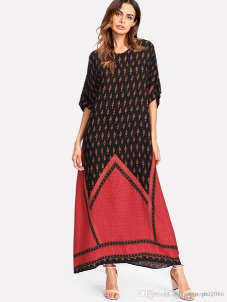 

women dress vintage sling summer fashion sleeveless elegant lady greed leaves print skirt casual loose waist long dresses size s-xl d2, Black;gray