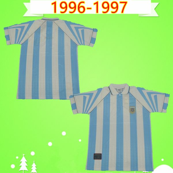 

argentina 1996 1997 retro soccer jersey home vintage classic commemorate antique collection 96 97 football shirt batistuta ortega veron, Black;yellow