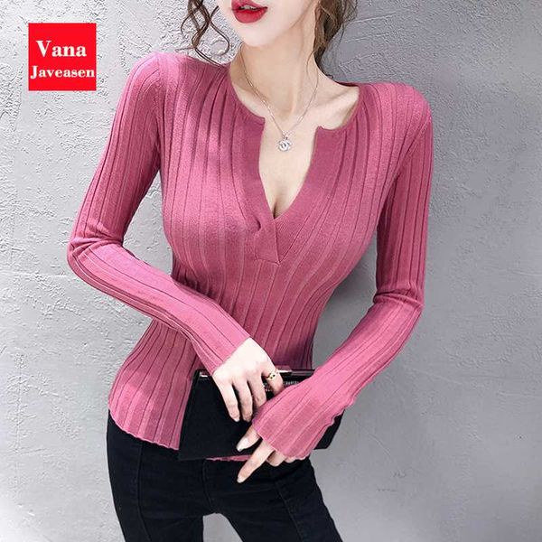 

v-neck bodycon knitwear women sweater long sleeve slim cotton knitted bottoming jumper women sweaters, White;black