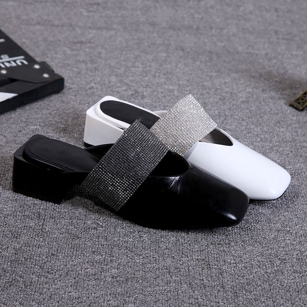 

europe and the united states big shoe factory new women's slippers, summer stock slippers, rhinestone sandals luxury designer, Black