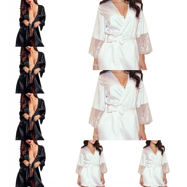 

imitation silk large size 033 imitation silk bathrobe bathrobe pajamas pajamas large size nightgown nightgown 033, Black;white