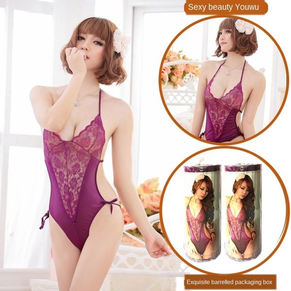 

deep v suspender skirt vest camisole suspender skirt purple charming lace one-piece vest transparent backless underwear, Black;white