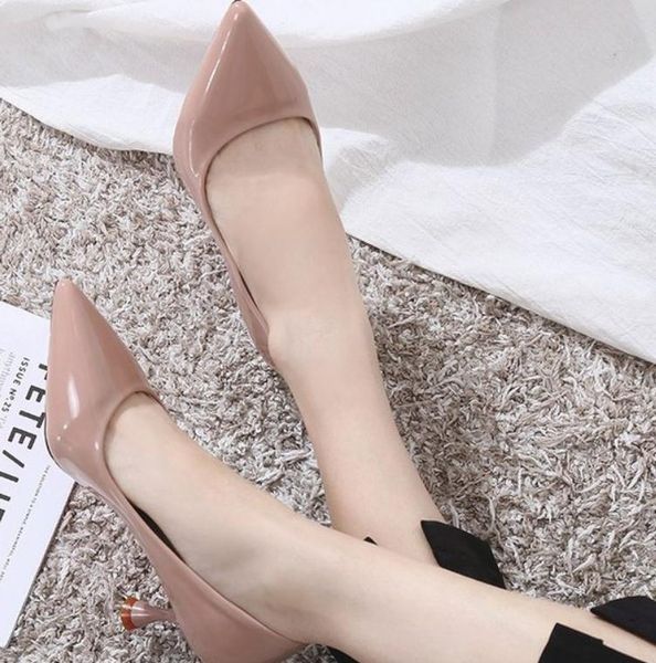 

women's shoes spring and autumn high fine heel pointed end @umas7, Black