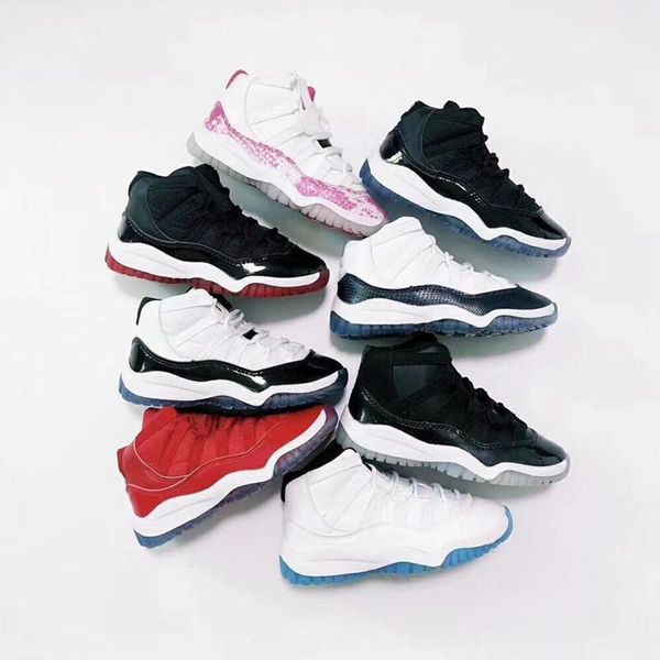 

xi 11s gym red youth basketball shoes navy blue snakeskin pink concord children 11 boys girls sneaker toddler space jam sports, Black
