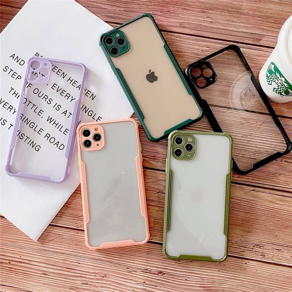 

new se2020 clear back colorful square frame case for iphone 11 x 7 8 huawei