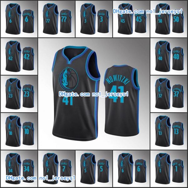 

dallas mavericks men luka doncic dirk nowitzki seth curry maxi kleber deandre jor dan delon wright nba custom jersey, Black