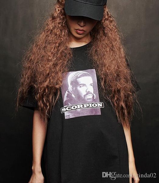 

black t-shirts printed male tee scorpion crew neck streetwear hip hop, White;black