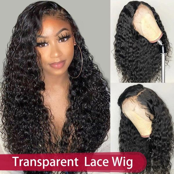 

hd lace frontal wig deep curly human hair wig 360 transparent lace front human hair wigs for women remy lace closure wig, Black
