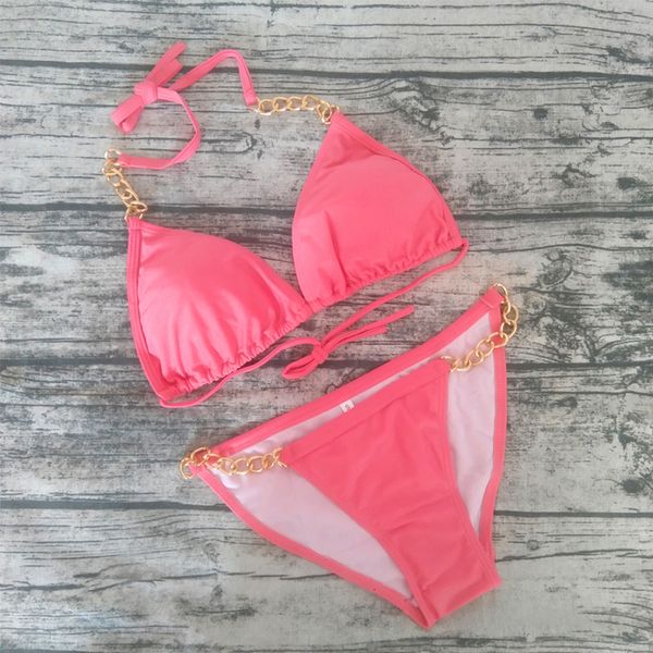 

модальные 2020 новый металл womens твердая сексуальное бикини костюм купальник бикини купальники push up drop доставка, White;black