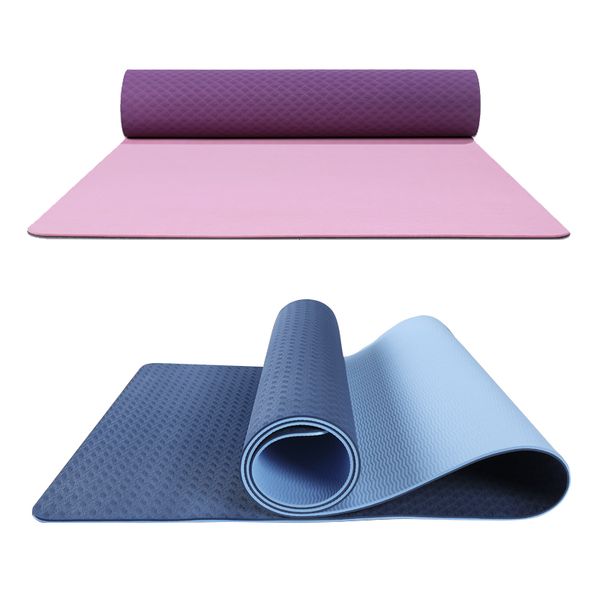 

yoga mats tpe two-tone beginners 6mm thick non-slip quality gym home exercise sport pad bag with strap cord