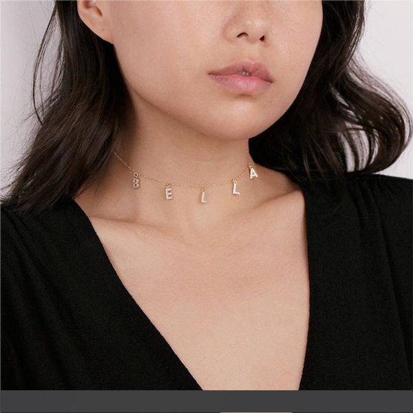 

lateefah personalized name necklace custom necklaces zirconia name letter personalized necklace initial women pendant jewelry, Silver