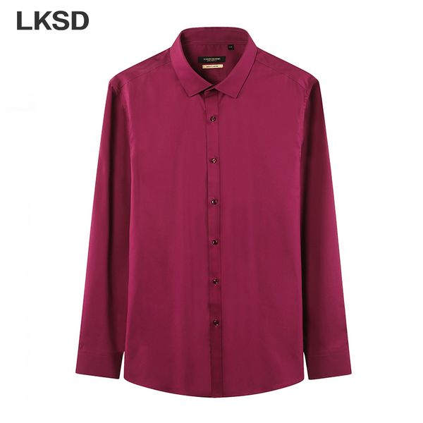 

lksd autumn business solid full sleeve men shirt causal lapel single-breasted fashion white men shirt f01030024, White;black